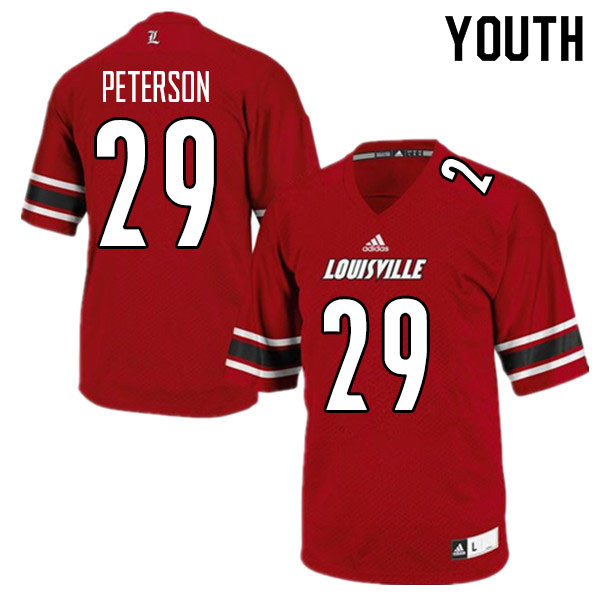 Youth #29 Tabarius Peterson Louisville Cardinals College Football Jerseys Sale-Red - Click Image to Close